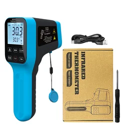 HOLDPEAK Pyrometer -58℉~2912℉ High Temp IR Thermometer Gun D:S=30:1 Dual Laser Industrial w/Touch Buttons, Rechargeable,HP-1600