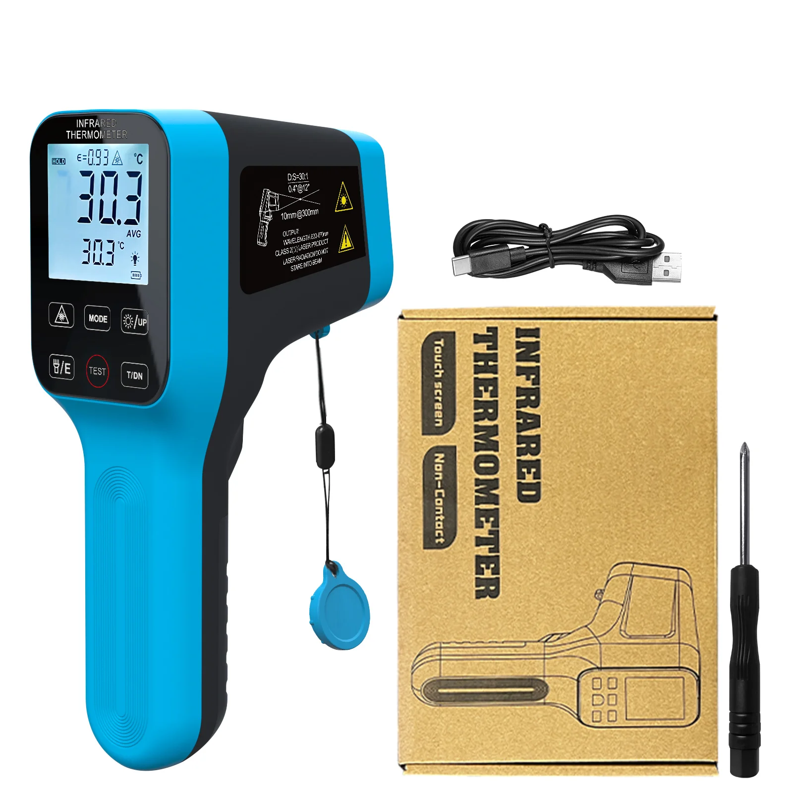 Holdpeak-pistola de Termômetro ir de Alta Temperatura Industrial com Botões Touch Recarregável Pirômetro Ir58 °c2912 °c d s = 30:1 Hp1600