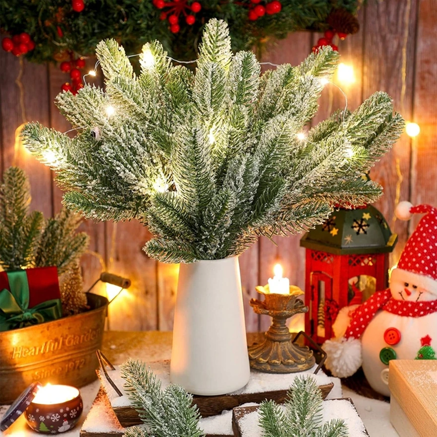 

5Pcs Artificial Plant Pine Needle Home Room Outdoor Garden Yard Decor Wedding Party Christmas Tree Hot Sale Gift Pretty Ornament