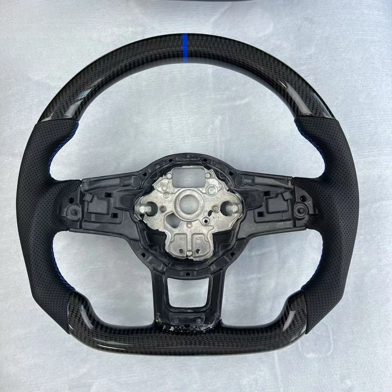 For Golf7 GTI Modified Carbon Fiber Steering Wheel Nappa NASA Perforated Leather Racing Style With Steering Wheel Hor