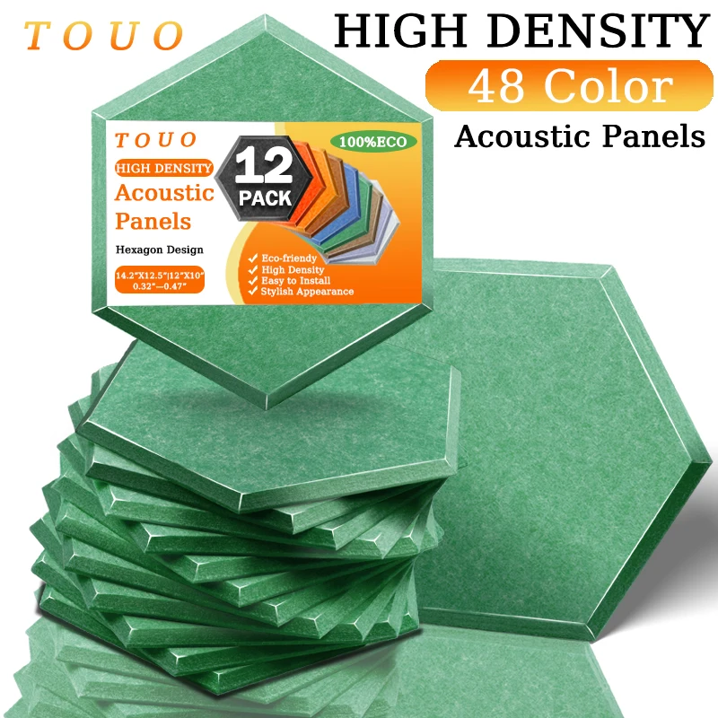 TOUO Acoustic Treatment Panels 12 Pcs Soundproofing Panel Home Studio Wall Sound Isolator Noise Absorbing Bedroom Design