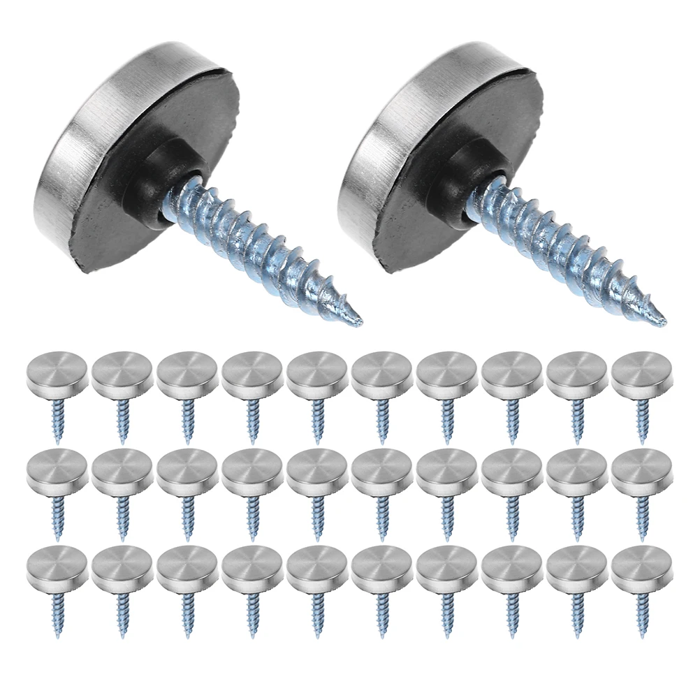 

1 Set Stainless Steel Mirror Screws Decorative Cover Caps Brushed Finish For Glass Mirror Advertising Heavy Duty Mounting Clips