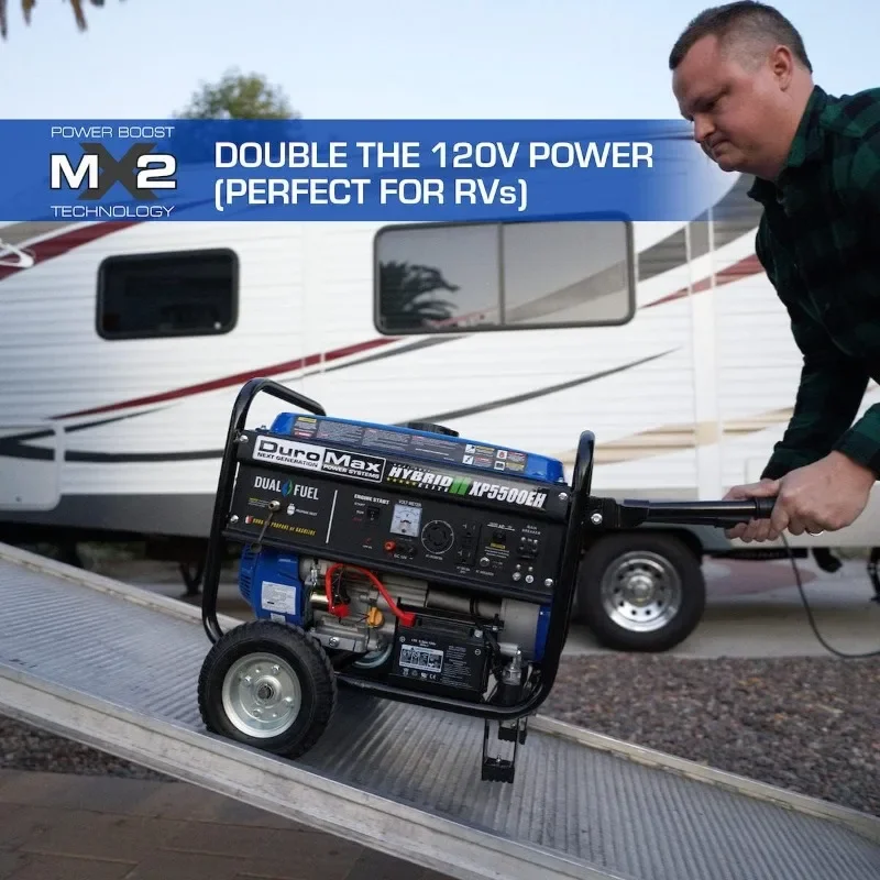 Electric Start-Camping 50 State Approved Dual Fuel Portable Generator-5500 Watt Gas or Propane Powered