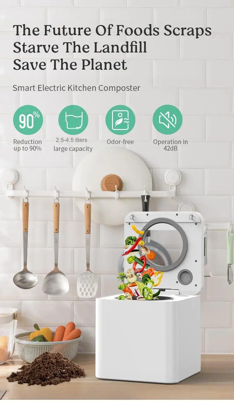 

Fully Automatic Organic Home Food Kitchen Waste 2.5L Composting Machine Control Batch for Household Kitchen Garage Use