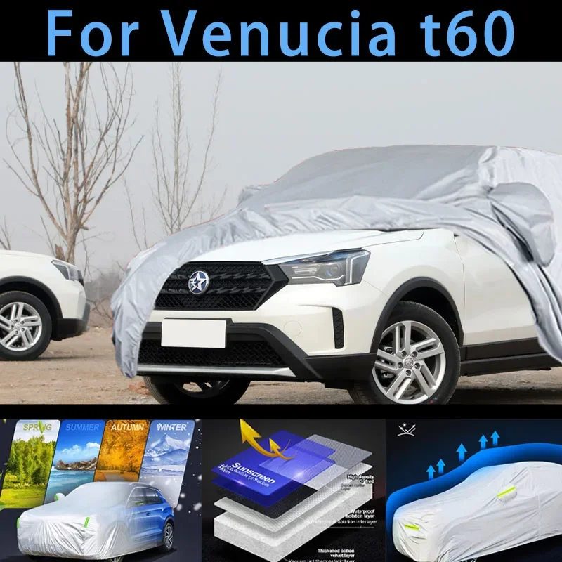 Para Venucia t60 cubierta protectora de coche, protección solar, protección contra la lluvia, protección UV, prevención de polvo, protección de pintura automática