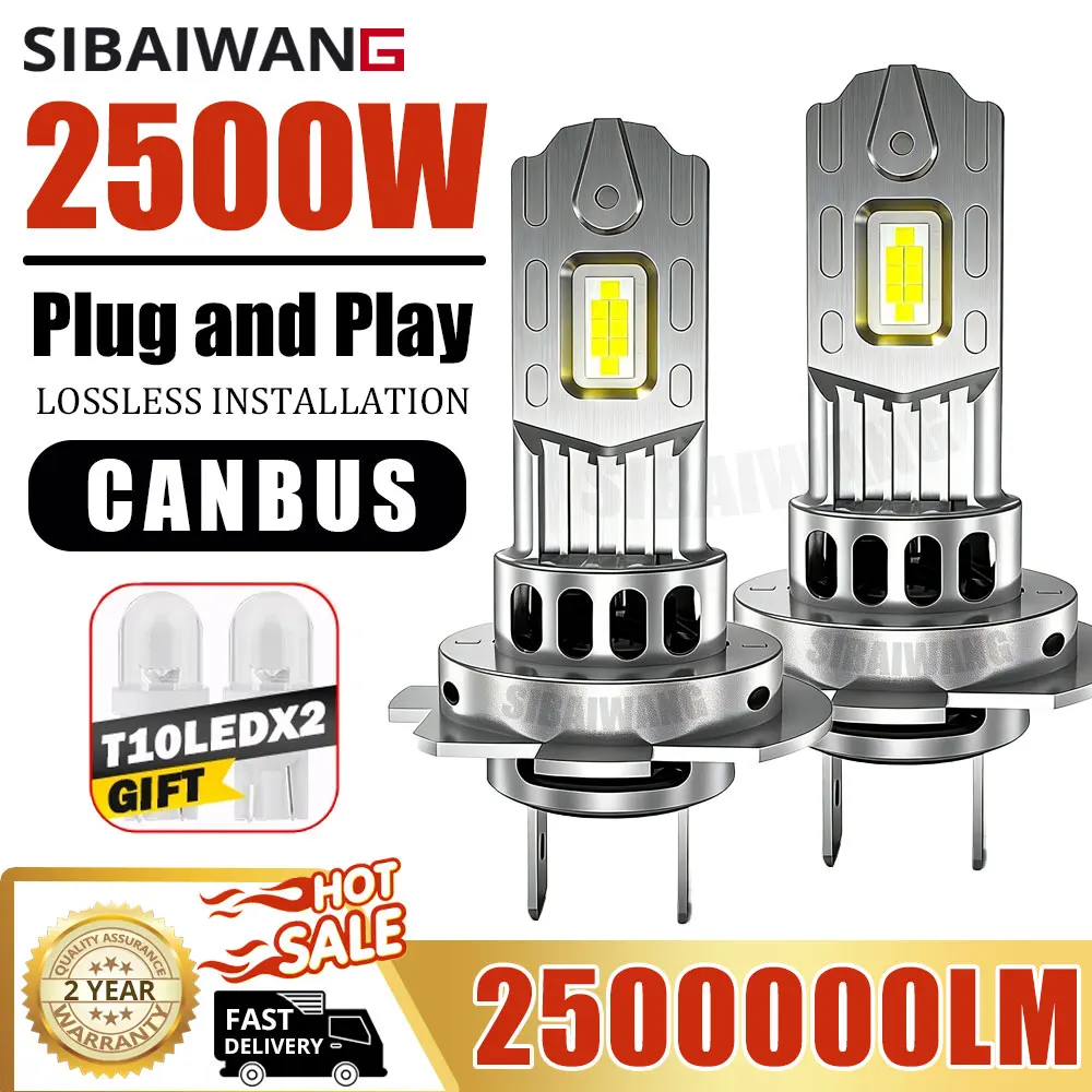

H7 LED Headlights Canbus for car 2500W Automobile H4 led Headlamp Fog Lamps No Error High Low Beam Wireless 1:1 LED light 12V