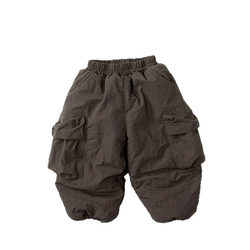 2025 شتاء جديد الأطفال زائد المخملية السراويل السميكة موضة بنين سراويل تقليدية الصلبة طفل الفتيات الصوف بناطيل تدفئة ملابس الاطفال #6