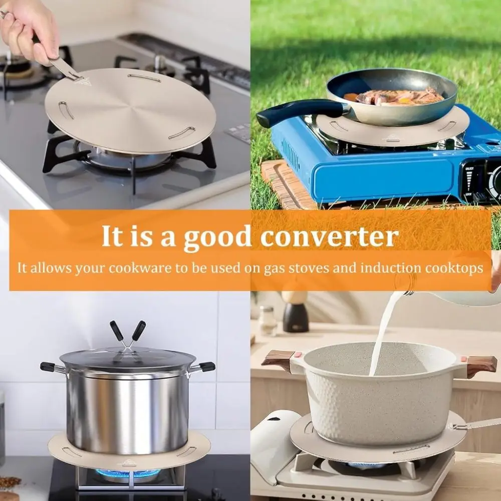 16/20/24/28cm Induction Cooker Heat Conduction Plate Rose Gold with Removable Handle Heat Transfer Disk Stainless Steel