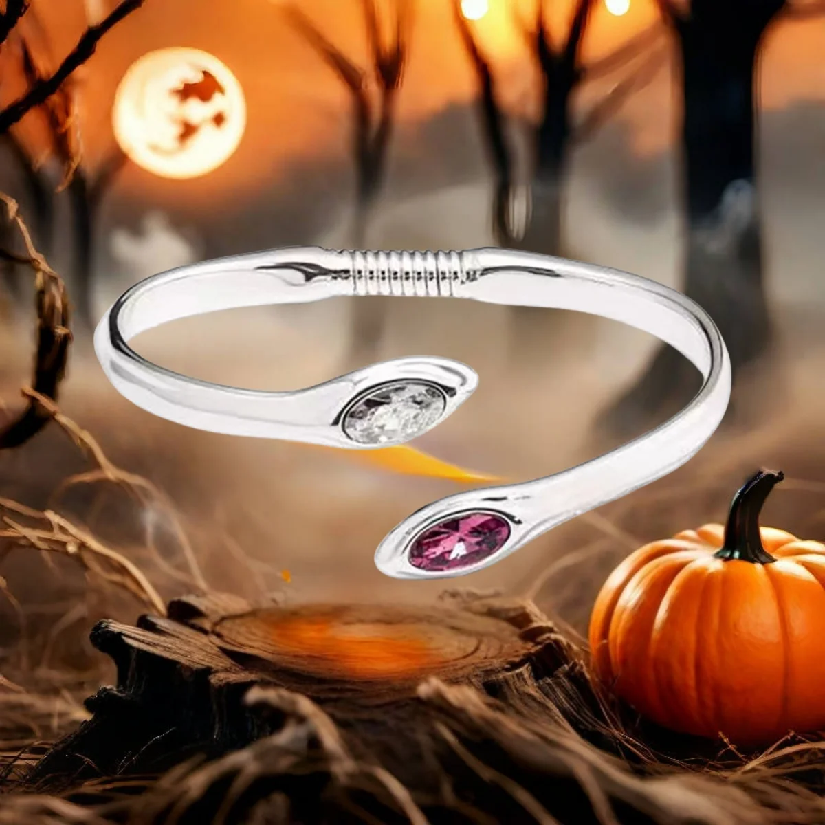 

2025 UNOde50 Original New Product Silvery Unique Serpentine Opening Colored Crystal Bracelet Women's Holiday Gift