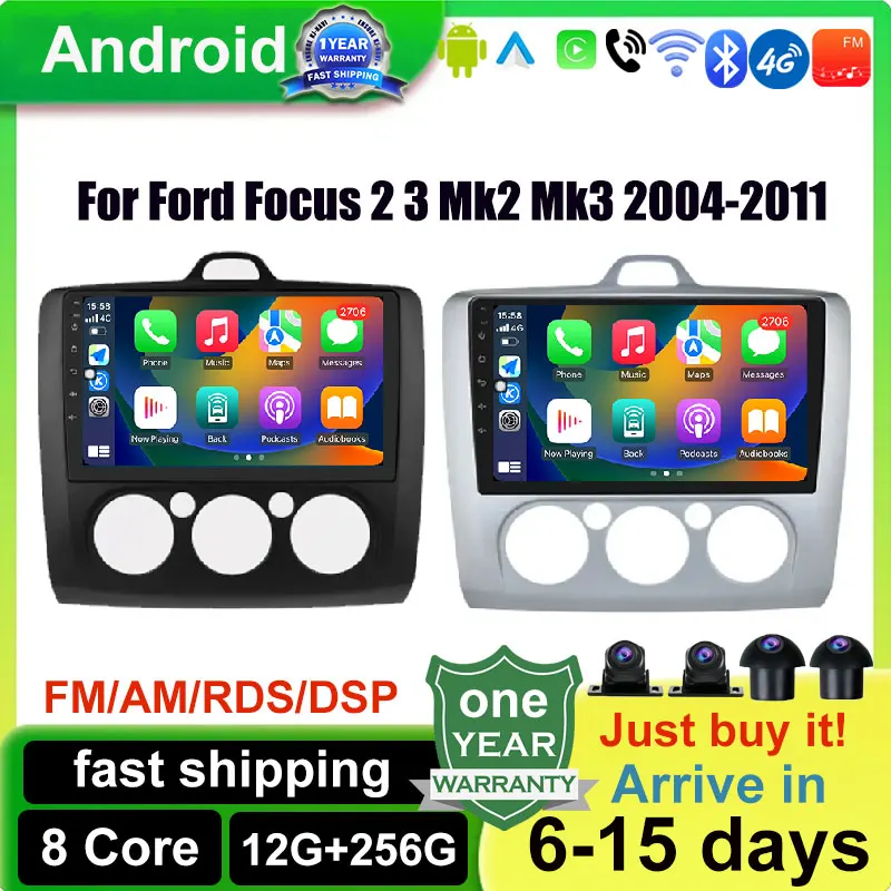 

9 Inch Carplay 4G 2 Din Android OS Car Radio for Ford Focus 2 3 Mk2 Mk3 2004-2011 Multimedia Video Player Nav GPS DSP WIFI