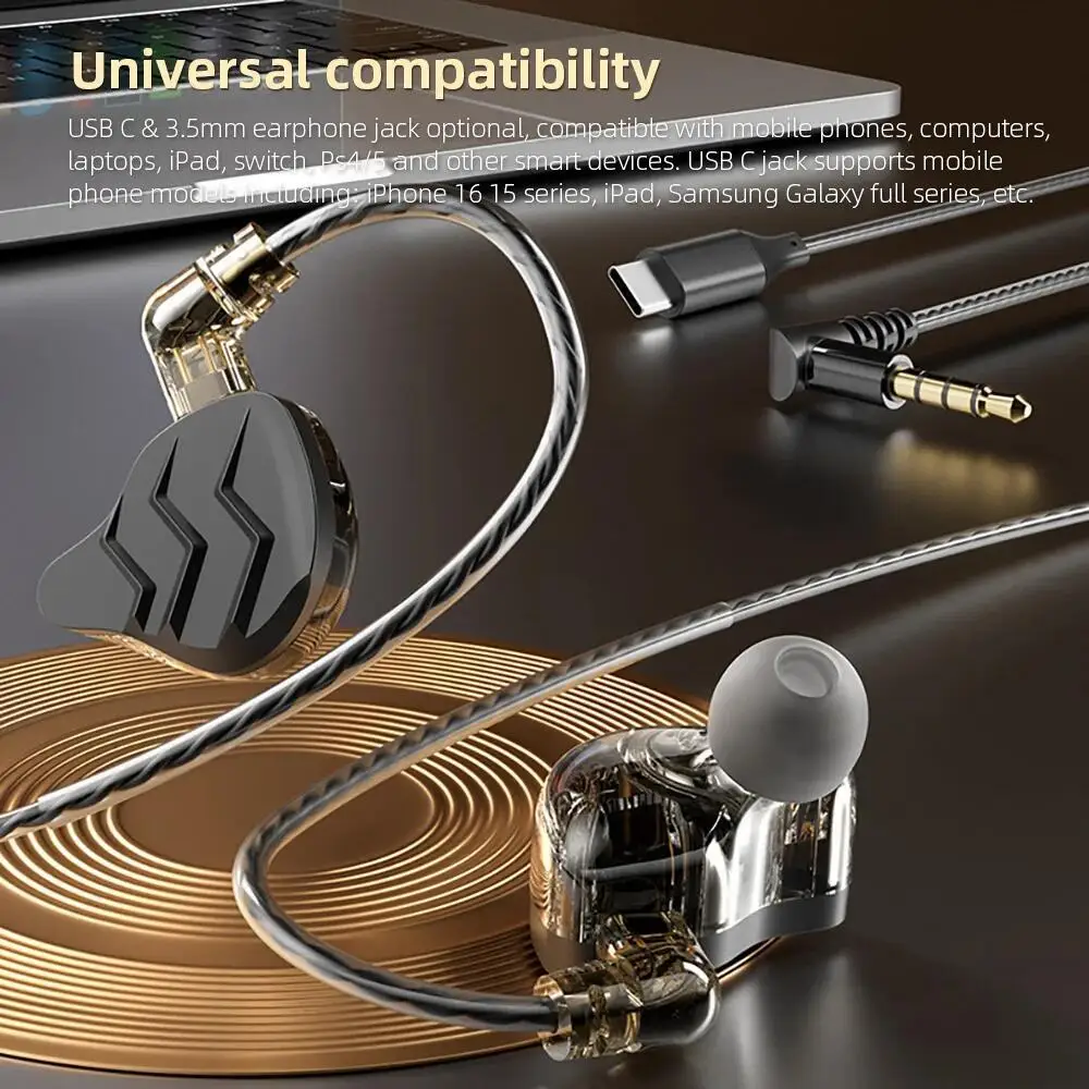 

Fashion New Sparking Texture Shell Wired In-ear Headphones Interchangeable Cable HIFI Bass Dynamic Cycle Headsets For Music Game