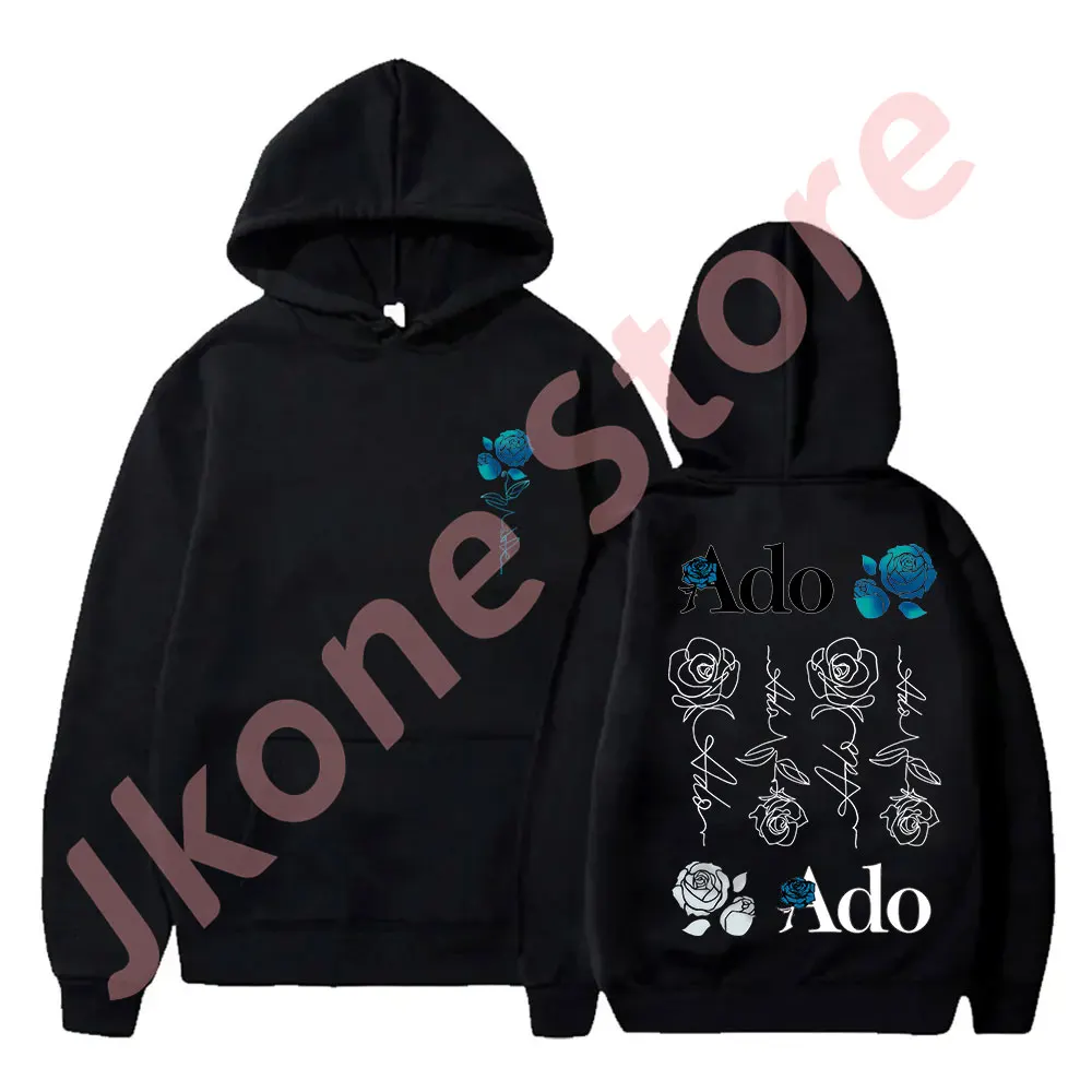 Ado Blue Rose hoodie Wish World Tour Merch pullover Wanita Pria Mode Kasual Logo Sweatshirt