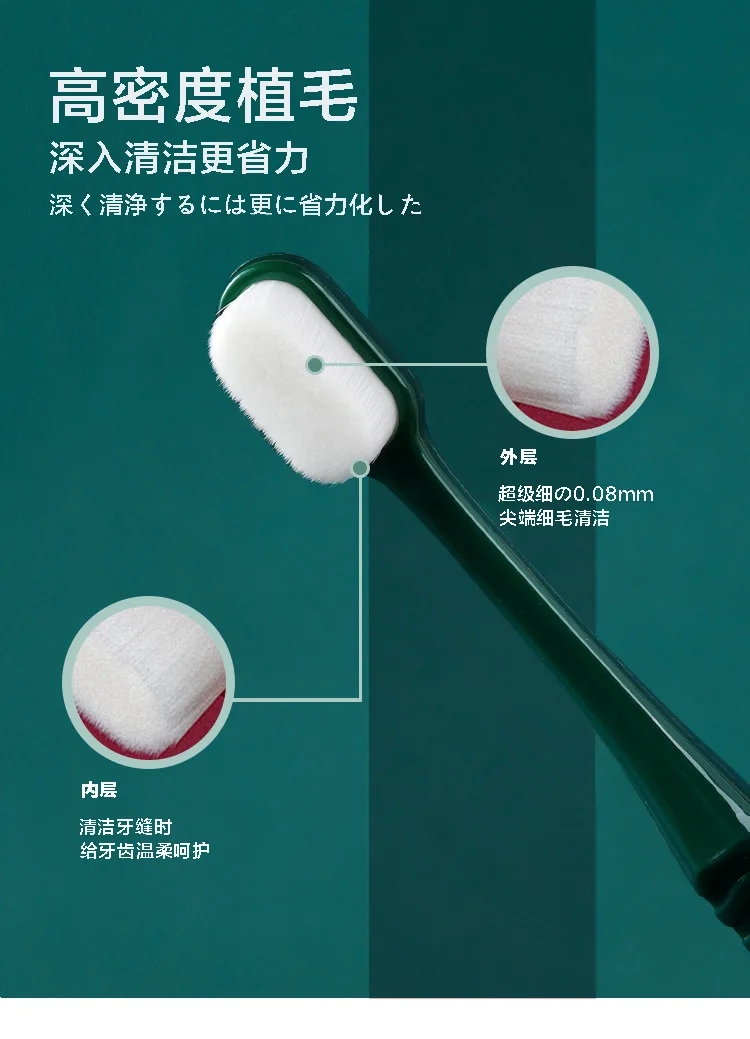 Thousand-hair wide-head toothbrush for men and women with SSS grade soft bristles