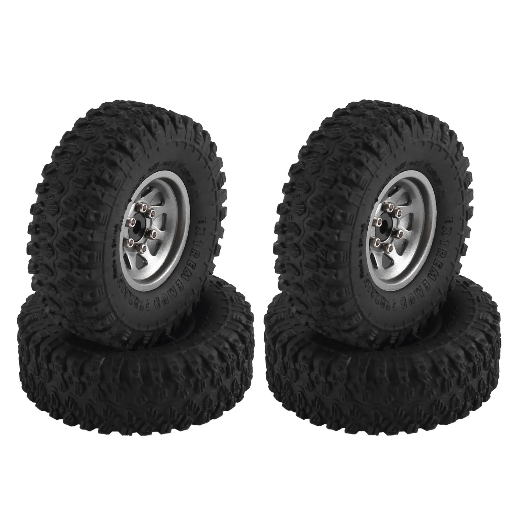 4pcs Metal 1.0" Beadlock Deep Dish Wheel Tire Set For 1/18 1/24 RC Crawler Car Axial SCX24 AX24 TRX4M FMS FCX24 Upgrade Parts