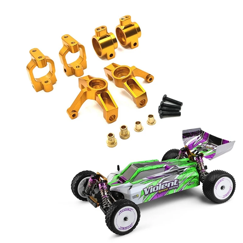 Bloco de direção de metal C-Hubs Conjunto de suporte de cubo traseiro para Wltoys 104072 104001 104002   Peças de atualização de carro RC 1/10