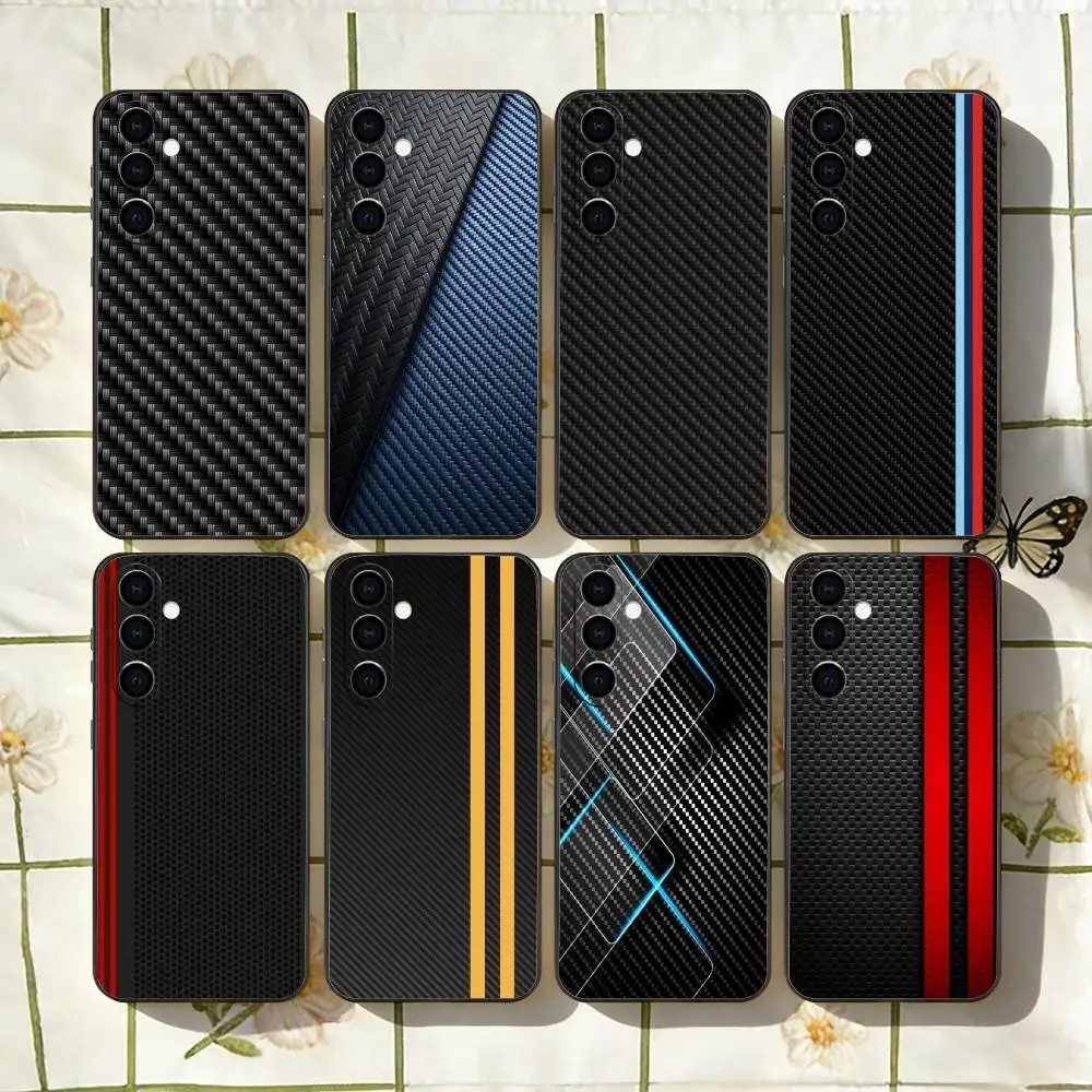 Car Carbon F-fibre Phone Case For Samsung Galaxy A73,A72,A71,A70,A53,A52,A51,Soft Silicone Black Cover