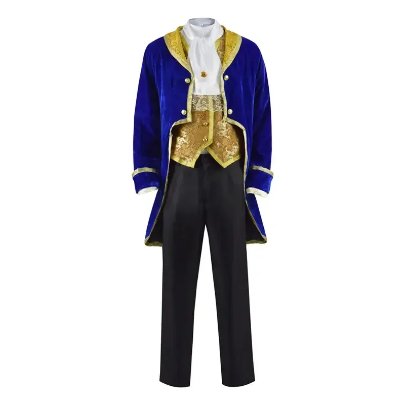 2024 new high quallity cosdddy Beauty beast cosplay costume blue uniform Prince Halloween