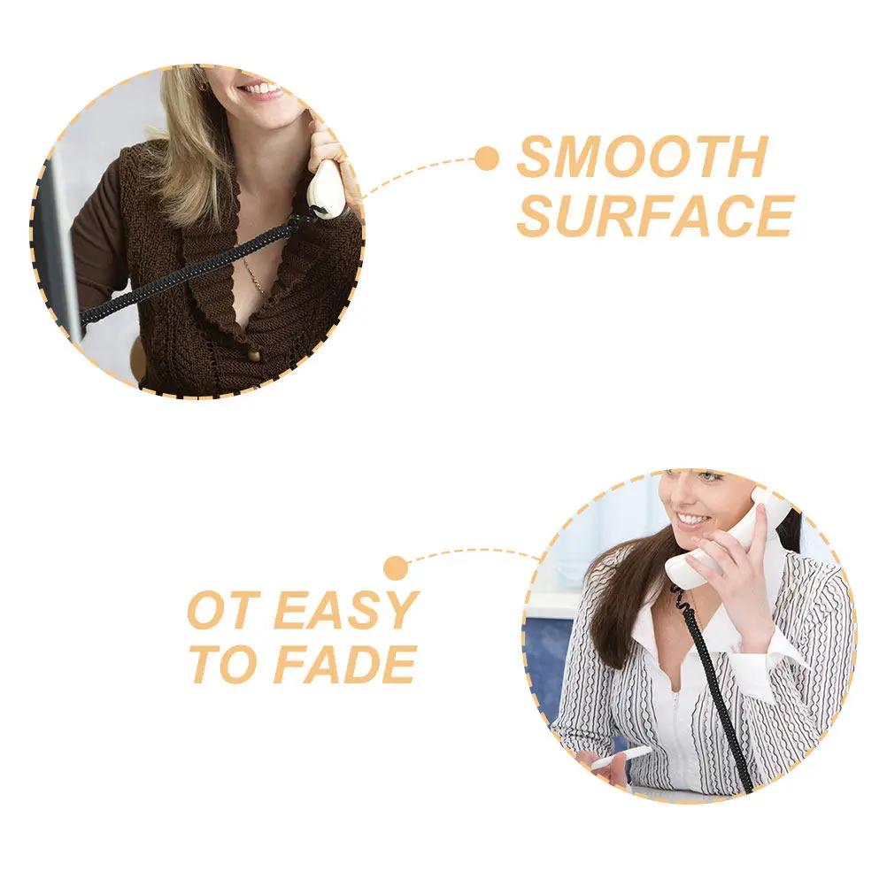 10pcs Replacement Cable Black Telephone Landlines Coiled Cords Phone Wire Sturdy Signal Transmission Stable