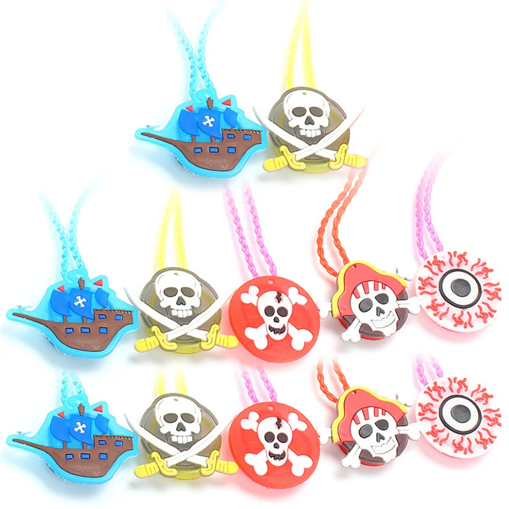 

12 Pcs Shining Pendant Necklace Glowing LED Necklaces Children Charming Halloween