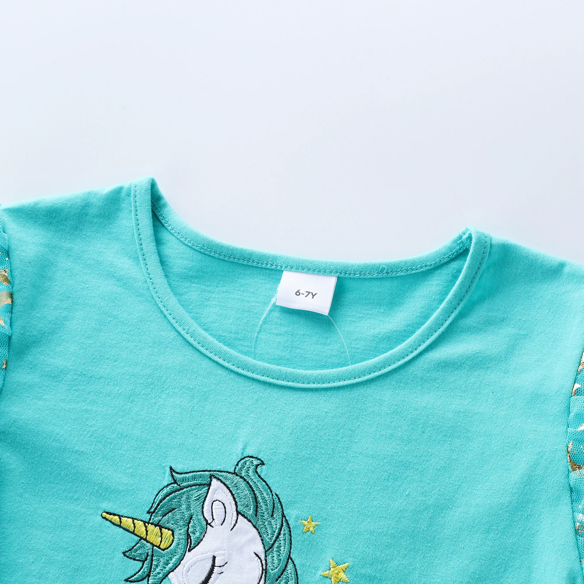 Mädchen Herbst Neue Baumwolle bestickt Cartoon Einhorn Mesh Kleid – Detail 8