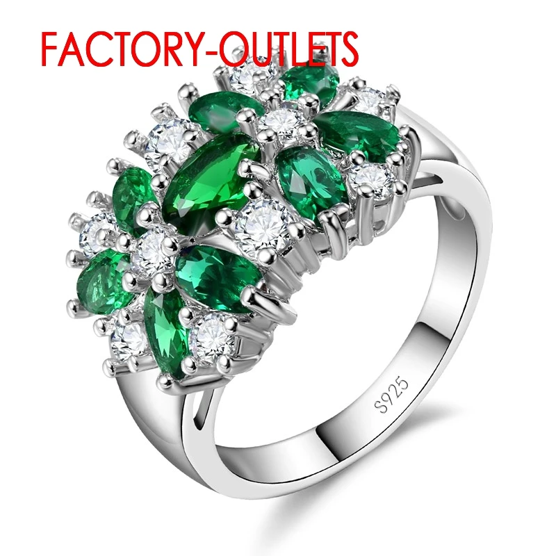 Genuine 925 Sterling Silver Engagement Ring Fashion Jewelry Trendy Style Cubic Zirconia Prong Setting Women Girls Wholesale