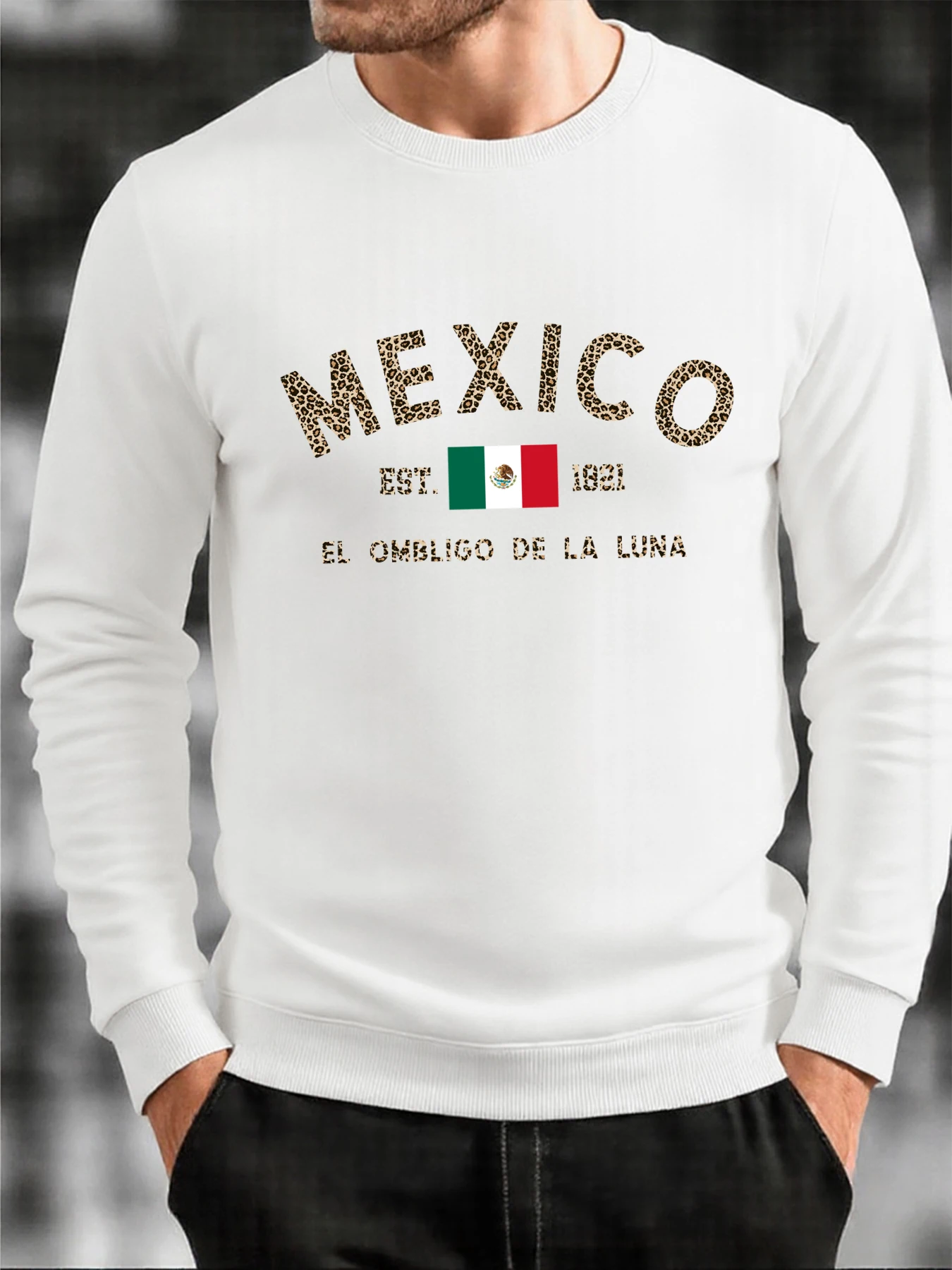 Mexiko Stadt Kreative Gedruckt Männer Sweatshirt Fleece Herbst Hoodless Hemd Oansatz Lose Pullover Unisex Mode Hip Hop Kleidung