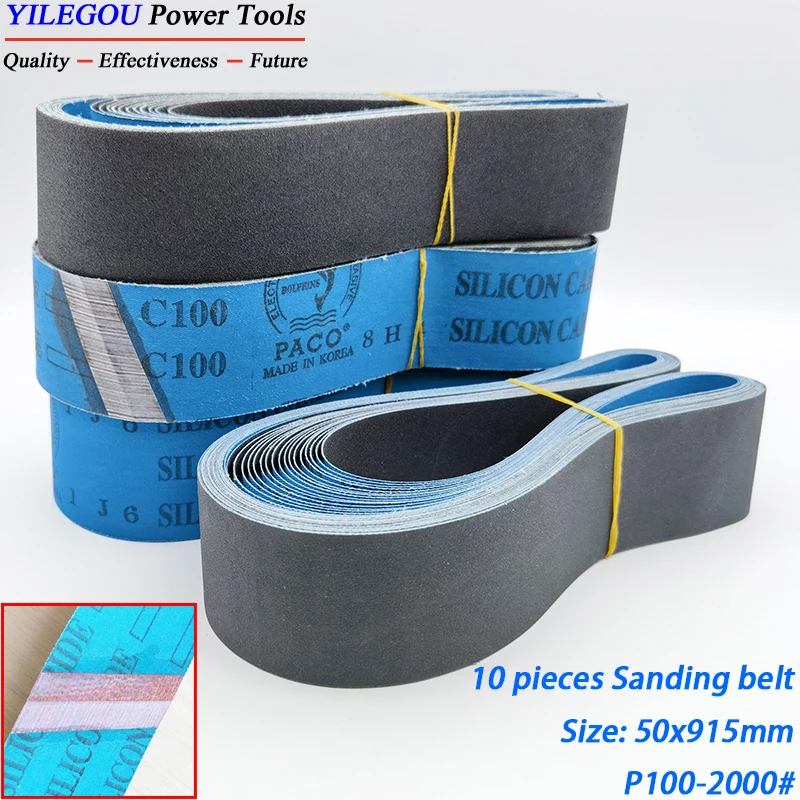 10Pcs 50 x 915mm Sanding Belts Polishing Metal 915×50mm Carborundum Abrasive Belts  50*915mm Sanding Bands. Grit 100-2000#