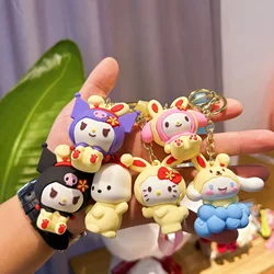 Cartoon Animation Hello Kitty in My Melody, Kuromi Around Sanrio Cinnamoroll Doll portachiavi ciondolo chiave per auto ornamenti Shunbao