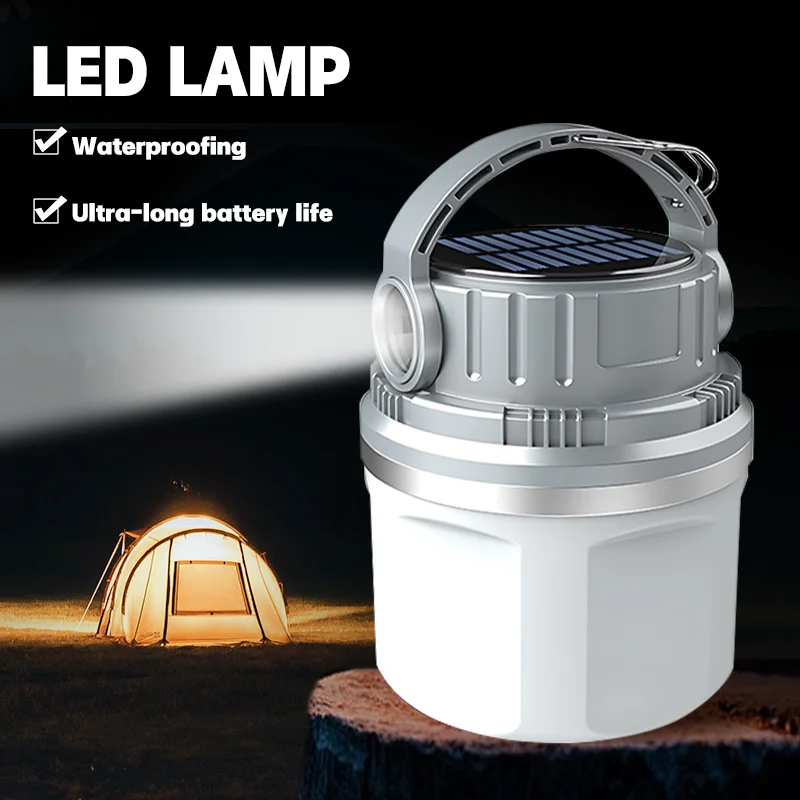 Outdoor Solar Light LED Solar Powerful Rechargeable Camping Lamp Light Built-in Battery Emergency Lamp Waterproof Tent Light