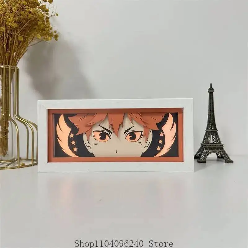 Anime GAME Haikyuu Kei Tsukishima Paper Cut Shadow Led Light Box per la decorazione della camera Lightbox Kid Compleanno Anime Lampada da tavolo Power