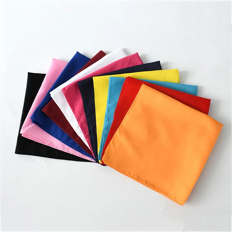 Fashion Hip Hop Bandana Polyester Square Scarf Men Women Headbands Solid Color Hijab Wrist Wraps Face Mask Handkerchief Scarves