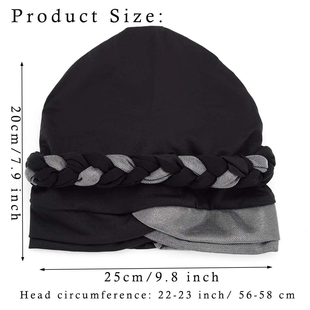 Turban Tressé pour Femme Musulmane, Hijab Africain, Bonnet Solide, Écharpe de Sauna, 2 Pièces/Ensemble