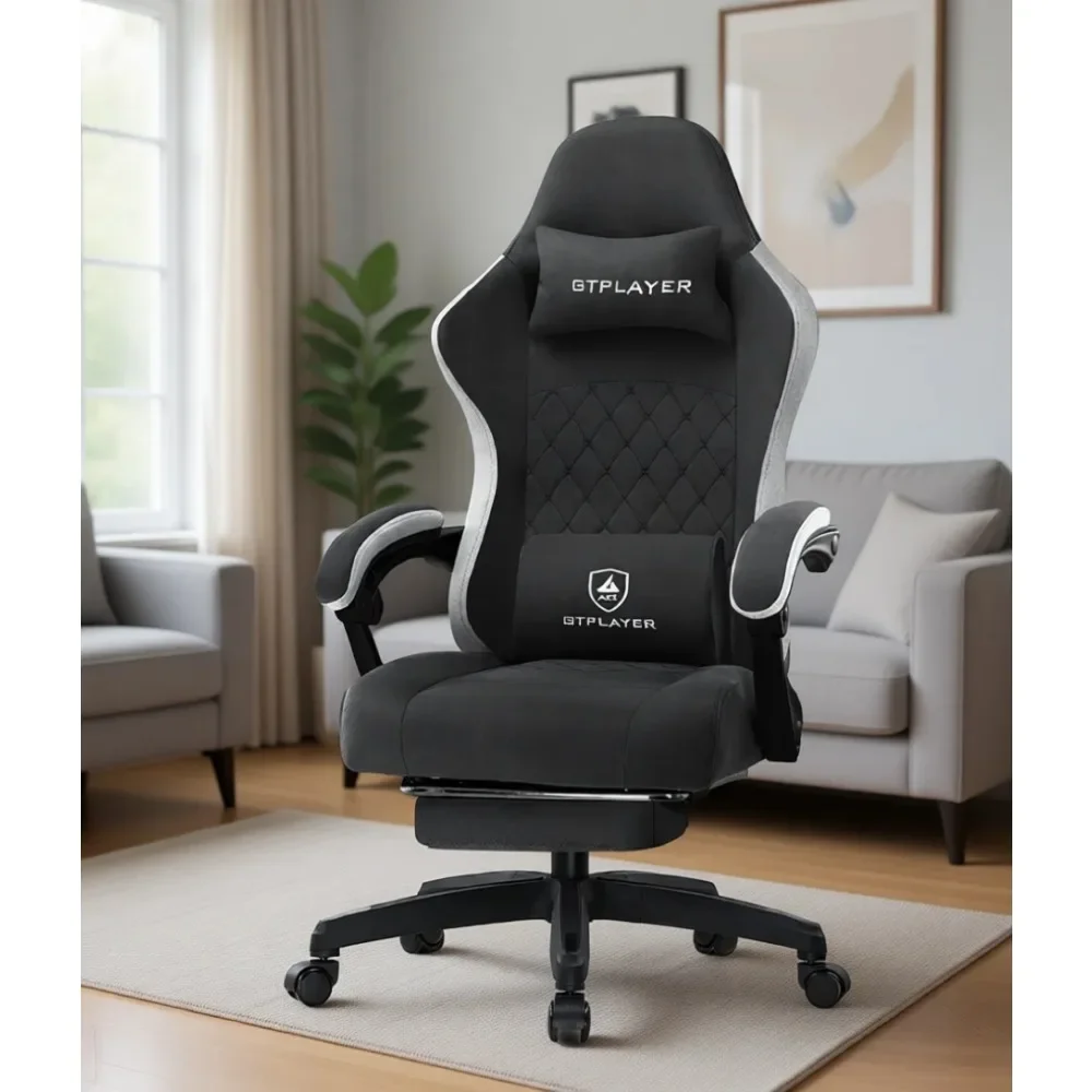 Ergonomic Gaming Chair with Pocket Spring Cushion, Adjustable Armrests, High Back Support and Footrest