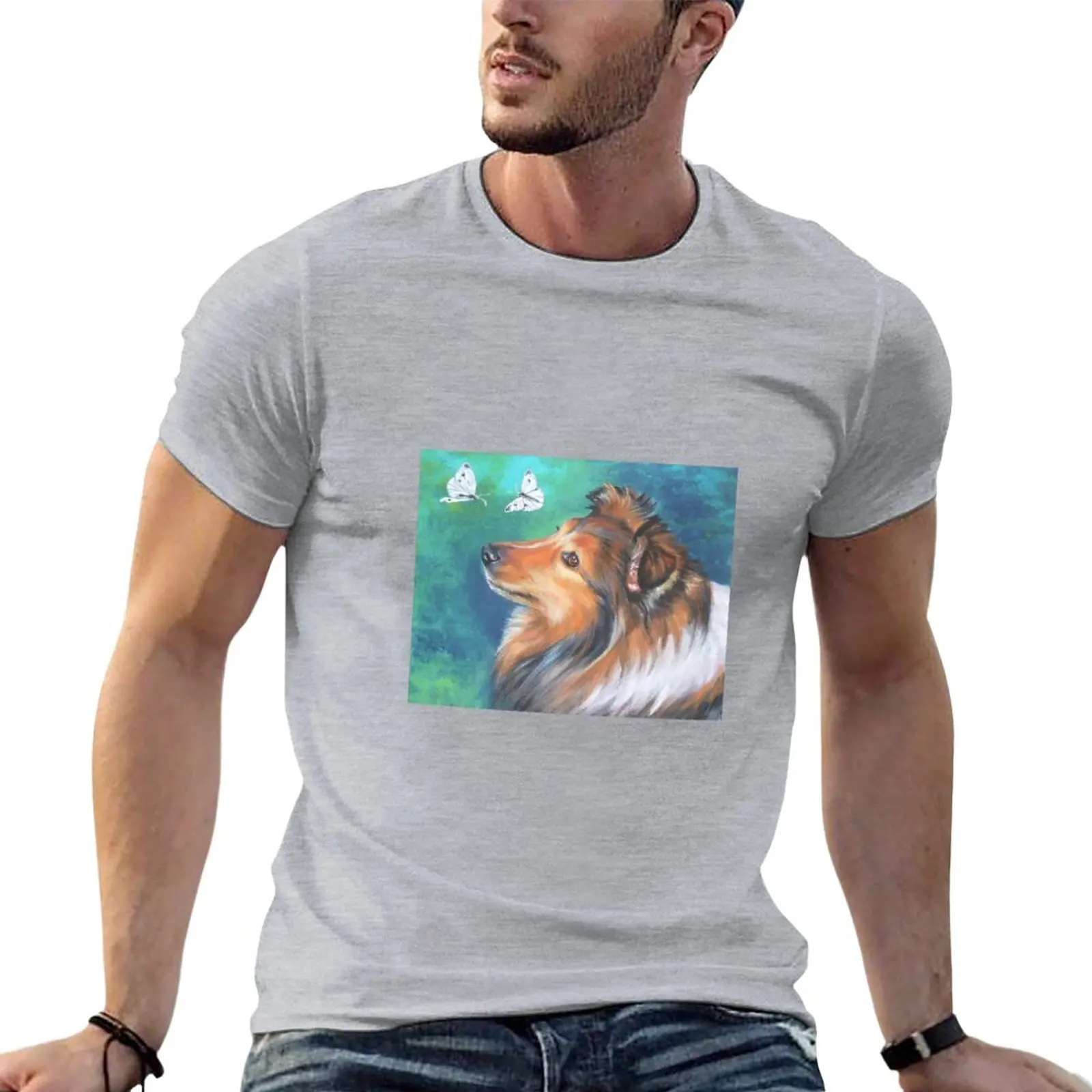 

Shetland Sheepdog Fine Art Painting T-Shirt new edition t shirt boys animal print shirt vintage clothes T-shirt men