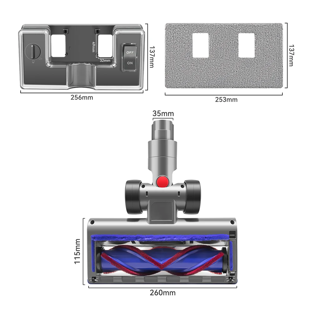 رأس فرشاة ممسحة محرك مباشر مع صندوق مياه قابل للفصل لـ Dyson V7 V8 V10 V11 V15 رأس فرشاة شفط المكنسة الكهربائية ورأس الممسحة #5