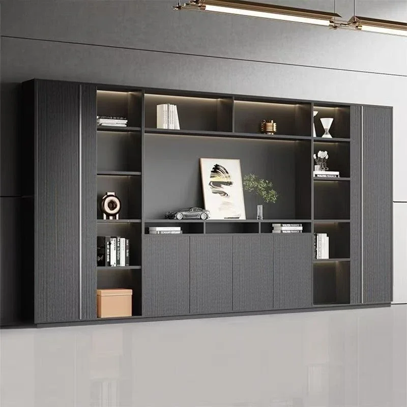 Office Information File Floor Locker Wooden High Background Boss Office Glass Door Cabinet