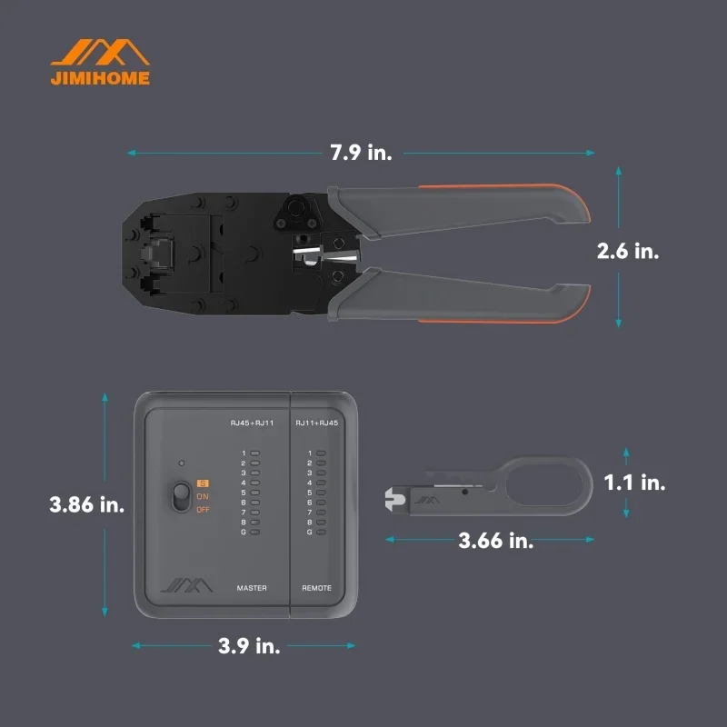 Imagem -05 - Jimihome Tudo-em-um Catraca Modular Crimper Led Luz Testador de Cabo de Rede Conectores Rj45 Conjunto de Ferramentas de Serviço de Rede Doméstica