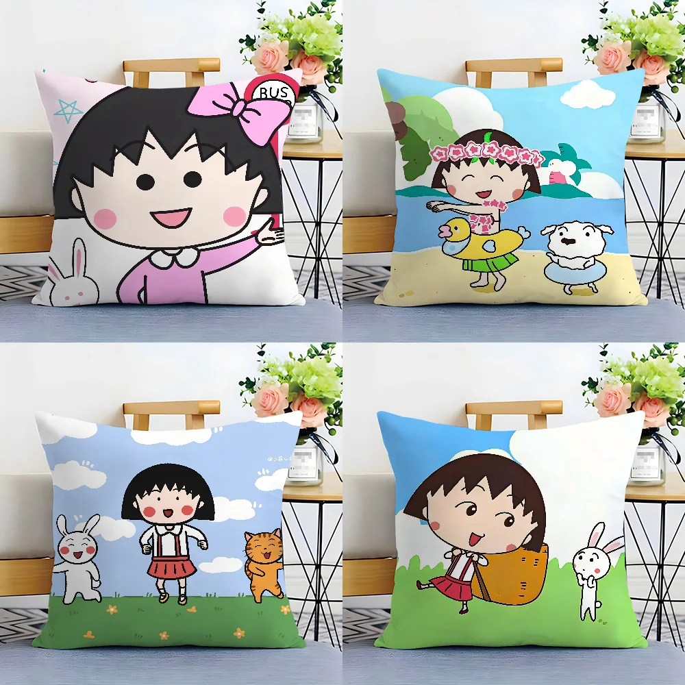 Cartoon C-Chibi Maruko-Chan Pillow Case Plush Fabric Soft  Pillowcase Double Sided Print Cushion Cover Household Gifts