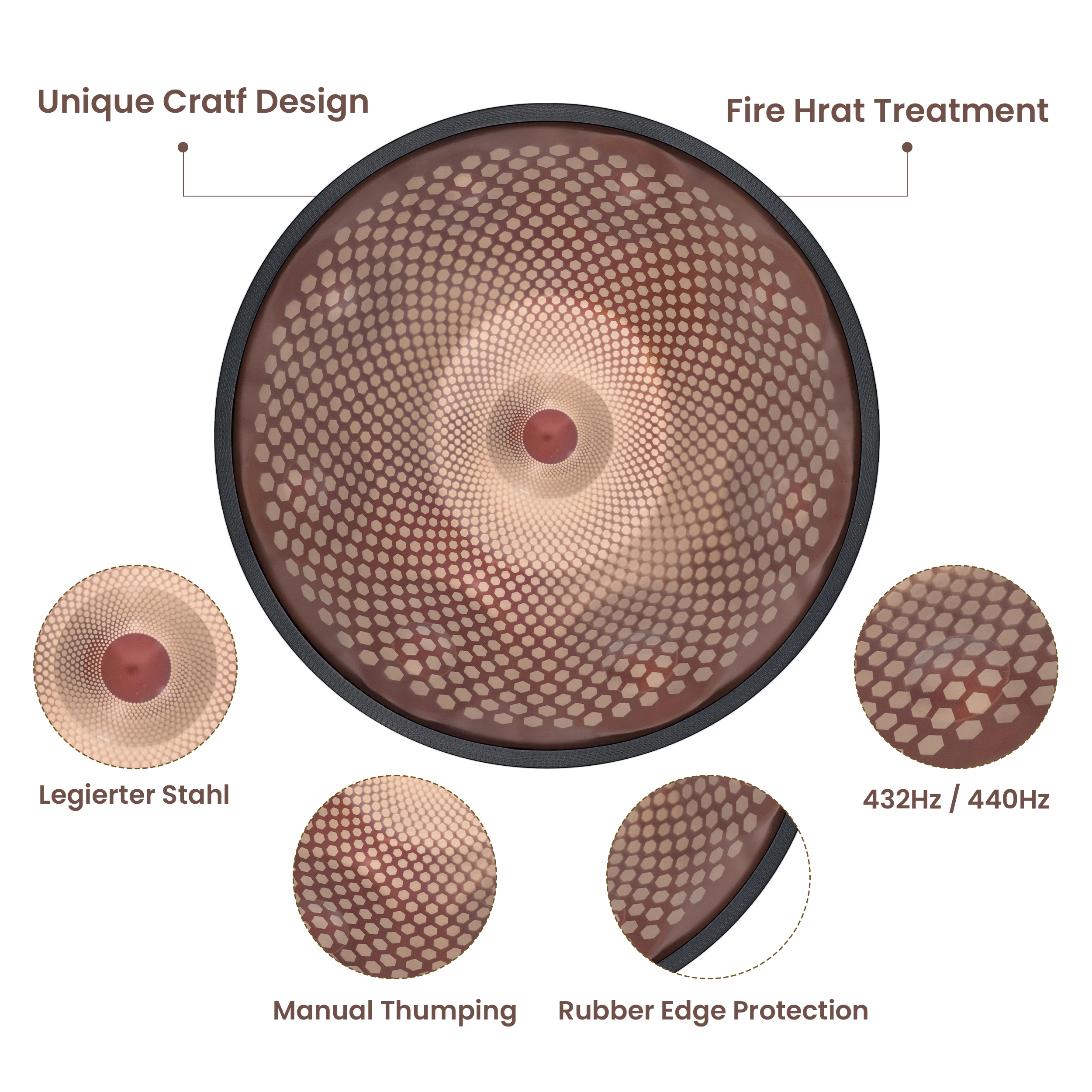 GLADFRESIT Handpan "Starfall" 18 inch 9 Notes 440 Hz in G Minor