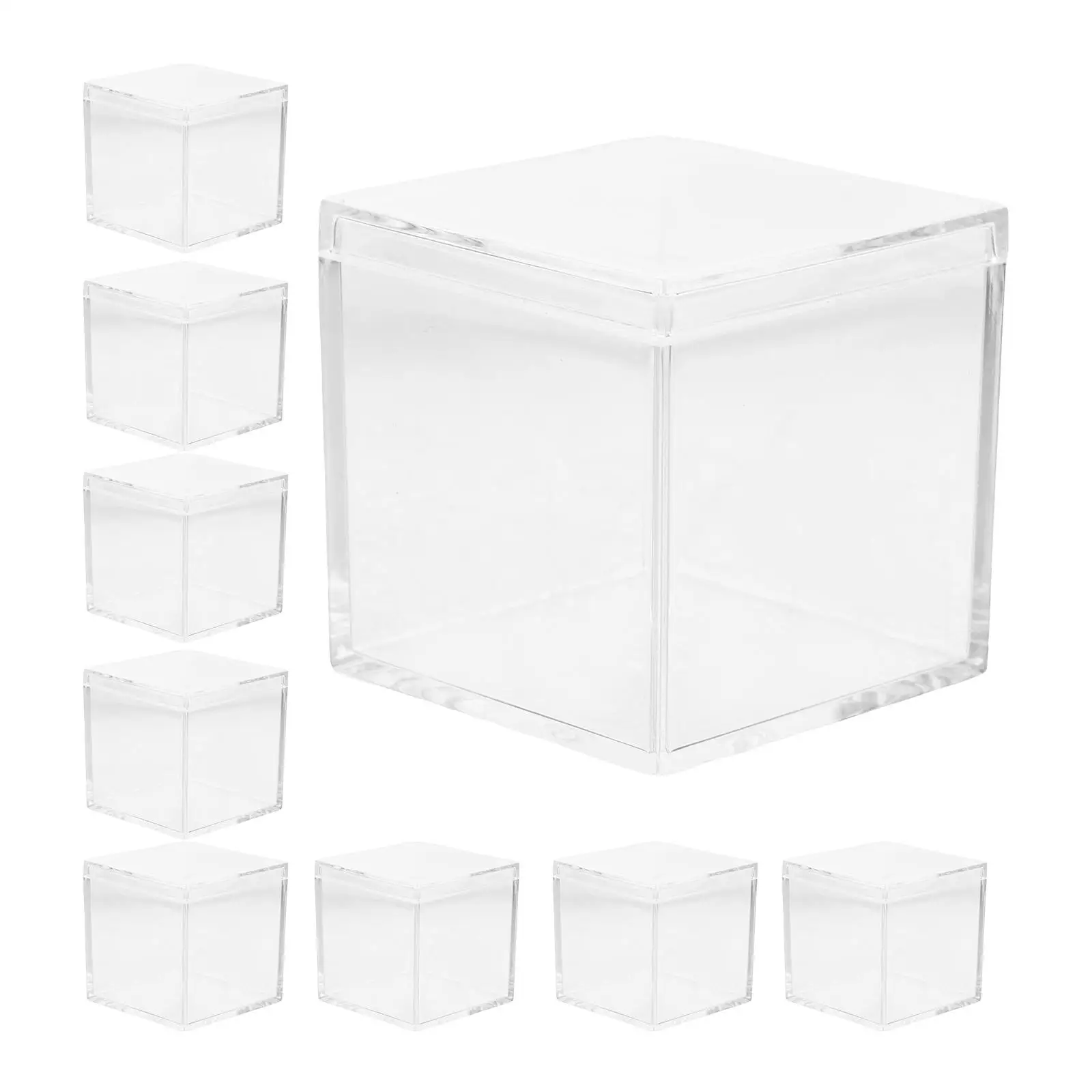 

9pcs 45x45x45mm Clear Square Boxes Reusable Transparent Acrylic Containers Gift Wrapping Storage Cases Chocolate ganizer
