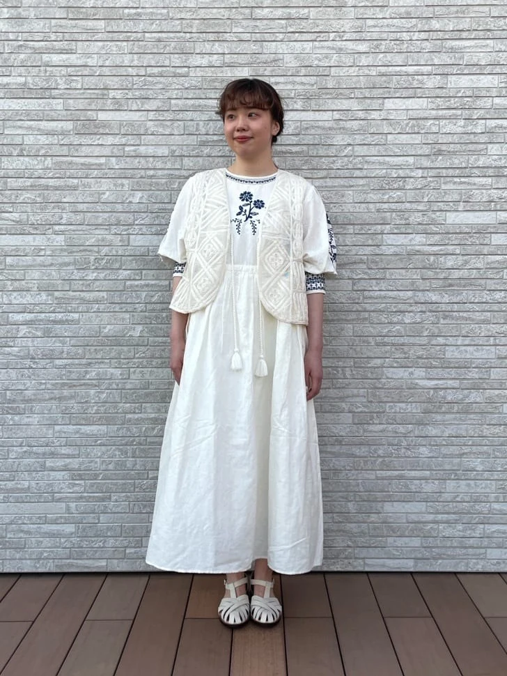 High-End Embroidered Cotton Linen Dress Long Sleeve Color Matched Women's Midi Dress Commute Style City Walk Casual Wear