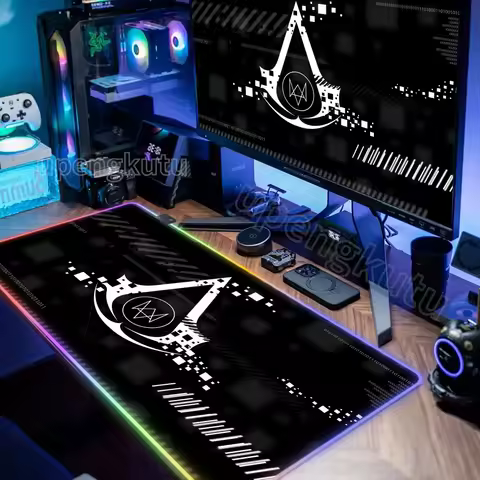 A_Assassines Creed Non Slip RGB Large Gaming Mousepad Accessory Gamer Mouse Pad Size For E-sports Keyboards Mat Boyfriend Gift