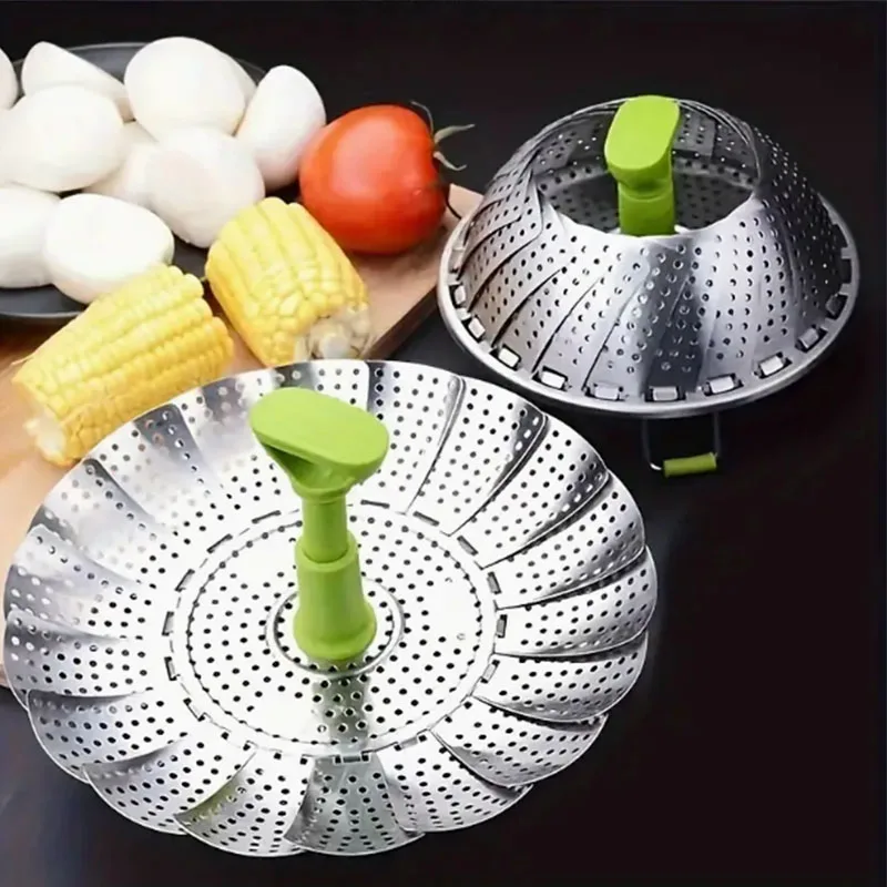 1pc Stainless Steel Lotus Steaming Tray Foldable Food Steamer For Cooking Fish Seafood Bread And Vegetables Kitchen Cookware