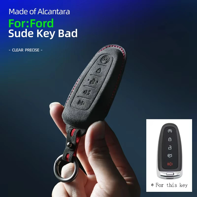 Suede Car Key Case Cover Shell for Ford Mondeo Escape Edge Explorer Bronco F150 Auto Keychain Retro Classic Fashion Accessories