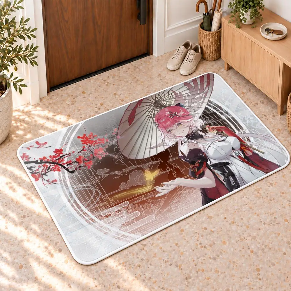 Game Changli Wuthering Waves Floor Mat Flannel Rug Soft Non Slip Door Mat For Bathroom Bedroom Kitchen Living Room Home Decor