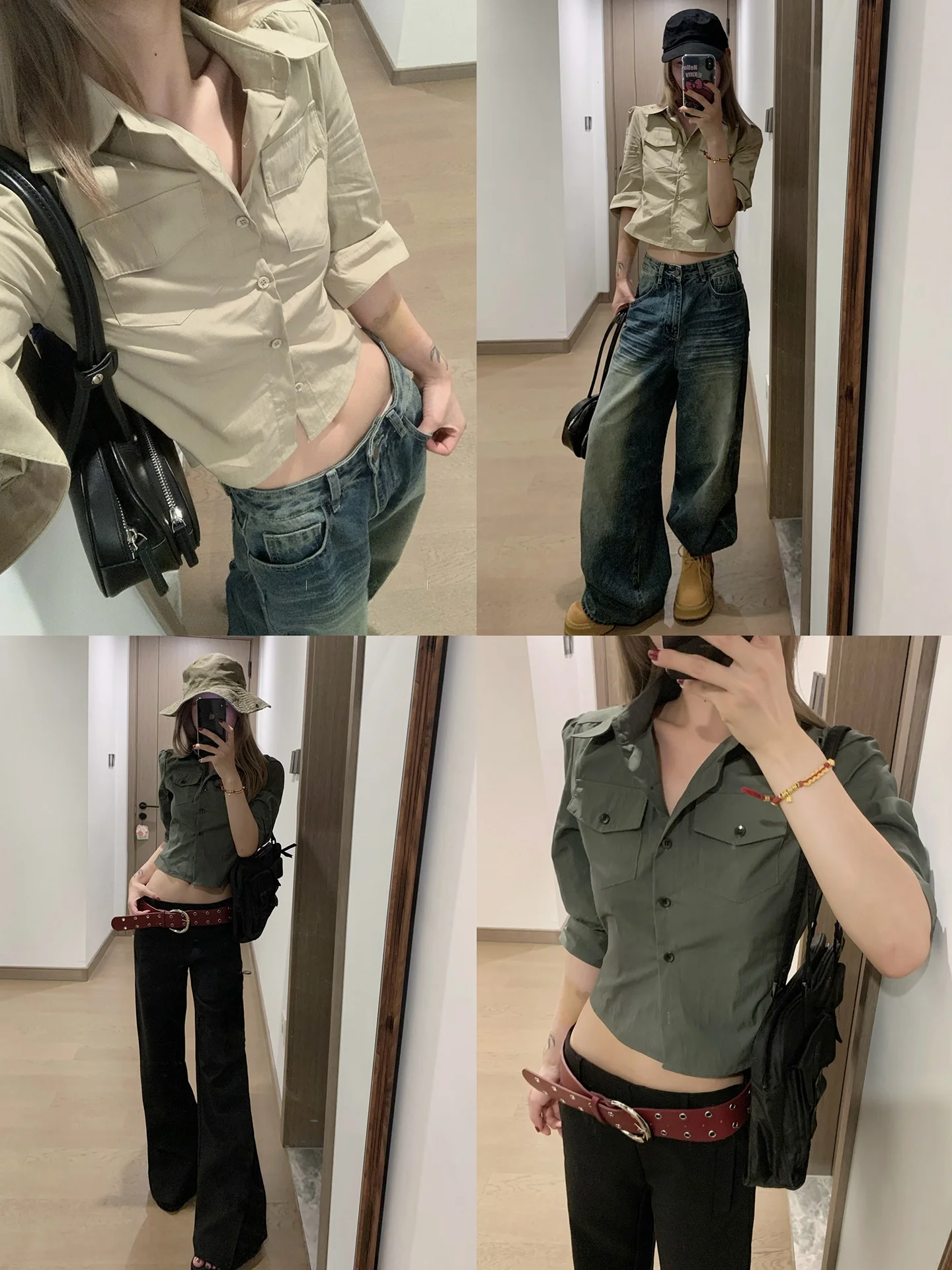 

LILI Miss Pure Cotton Button-Up irt American Sle Casual Women's Slim Fit irt ort Length Summer Commute Sle