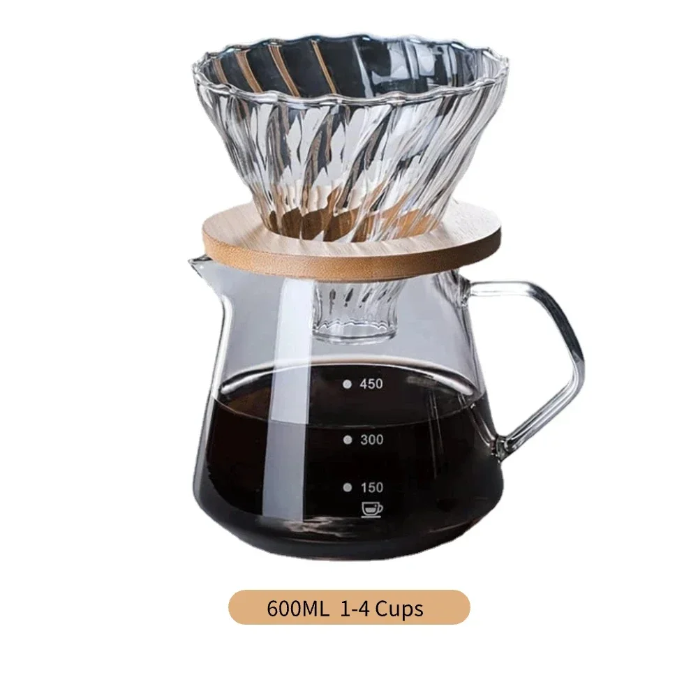 punana Kaffeemaschinen-Set zum Übergießen, Glaskaraffe, Kaffee mit Glas-Kaffeefilter, Tropfkaffeemaschinen-Set für Zuhause oder Büro, 600 ml, 300 ml 6