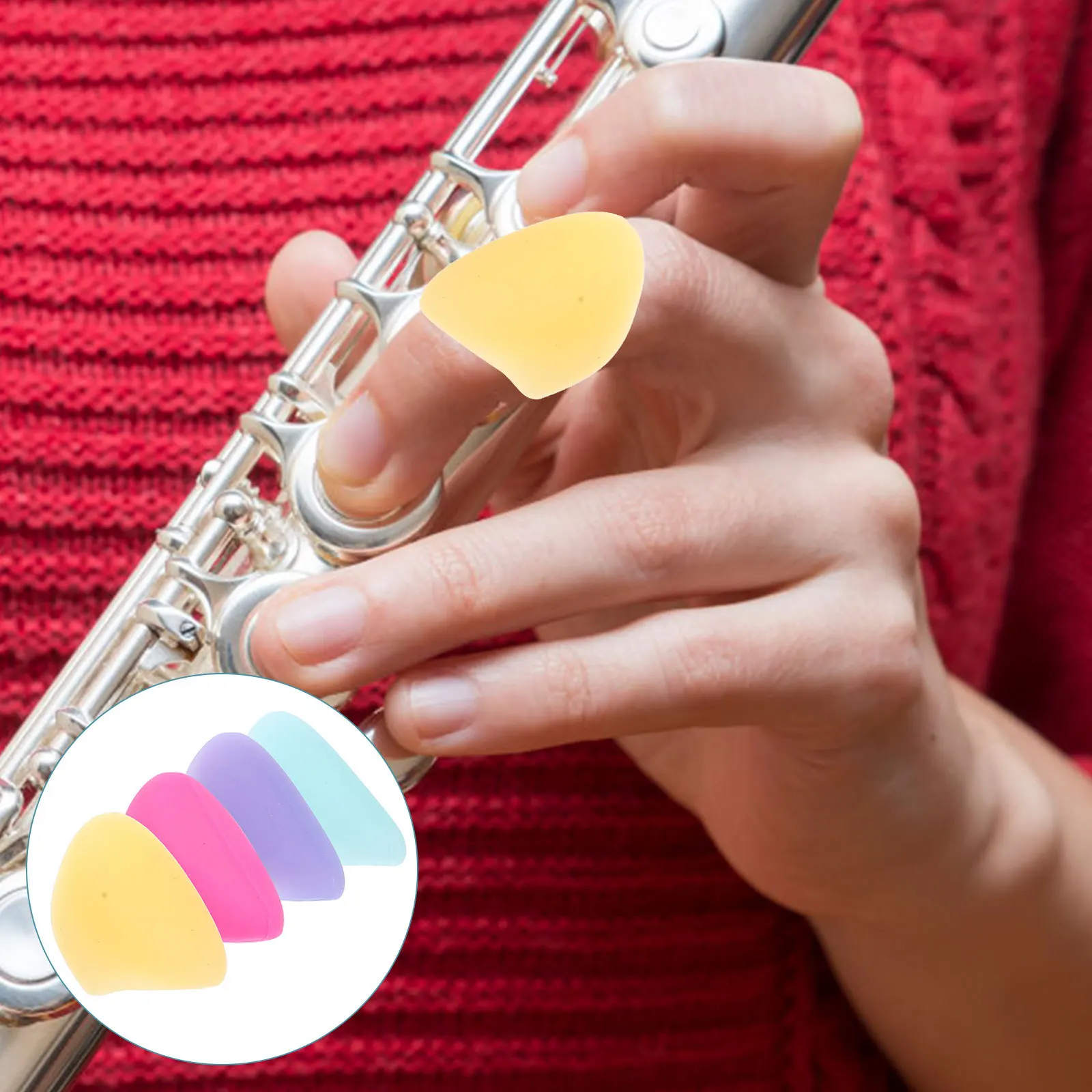 

4Pcs Flute Thumb Cushion Silicone Finger Rest Covers Soft Durable Flute Finger Protection Accessory Instruments Accessory