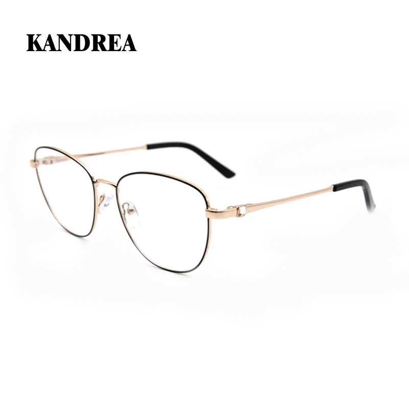 

KANDREA Vintage Metal Fashion Computer Glasses Women Round Eyeglasses Frame Optical Glasses Frames Myopia Retro Eyewear HG5843