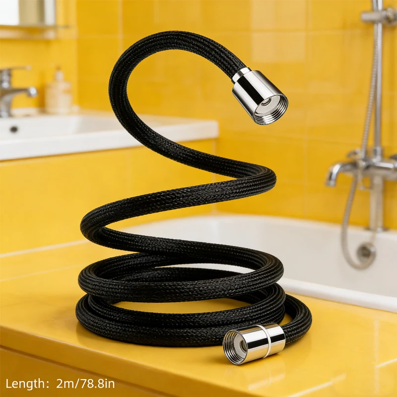 

2m Anti Winding Handheld Shower Hose Grey GI/2 Flexible Shower Tube High Pressure Universal Interface Bath Shower Nylon Pipe